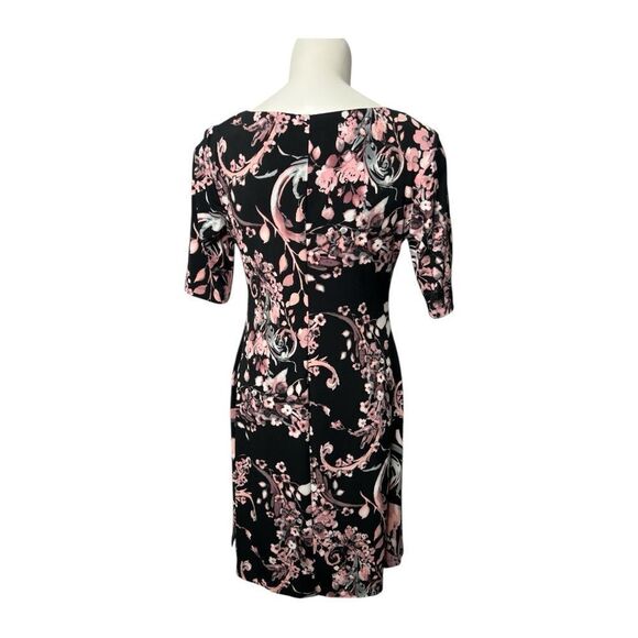 Connected Floral Black and‎ Pink Sheath Stretch Dress Sz 4P 4 Petite NEW - Picture 3 of 9